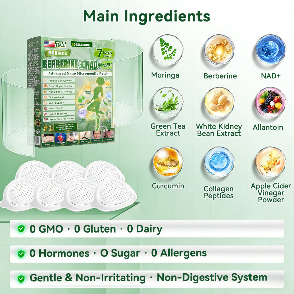 GEELEMON® 10-in-1 Weight Management Patch With Moringa, Berberine & NAD+ • Once Daily • 180-Day Guarantee Supports Appetite Control, Metabolism & Daily Energy